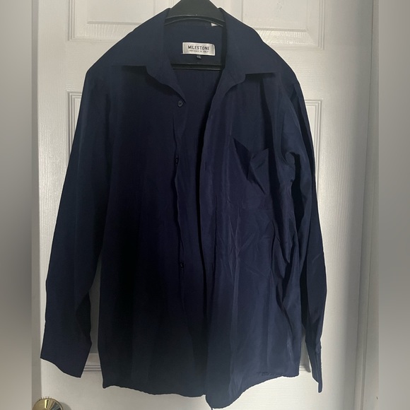 Milestone Designed in Italy Navy Blue Shirt w/ one Front Pocket!! - Picture 5 of 8